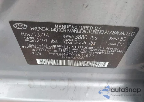 2015 Hyundai Elantra Se из США, поврежденный, VIN 5NPDH4AE9FH611622
